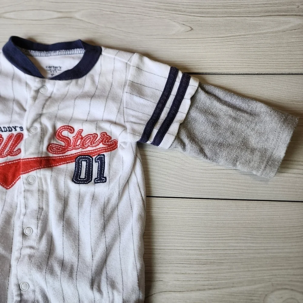 Carter's All star baseball baby footie sleeper pajama size 9 mo